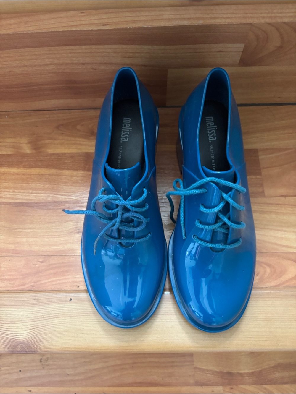 Melissa Blue Patent Lace-Up Women's Boots